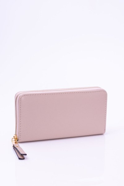 Grand Portefeuille Beige Rayé Pour Femme Matériel Doré