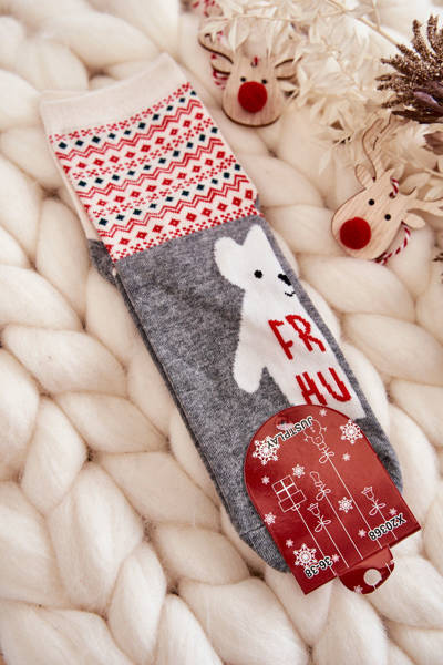 Chaussettes Femme Motifs De Noël Avec Un Ours Polaire Gris