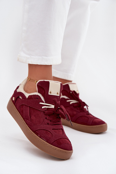 Baskets Femmes à Plateforme avec Doublure en Fourrure Bordeaux Solvia