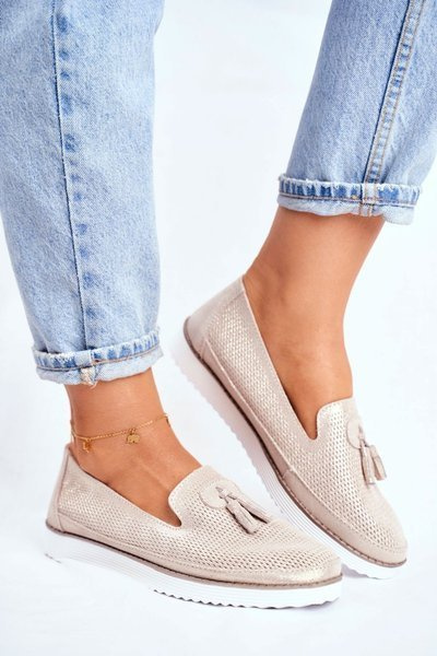 Mocassins Femme Cuir Doré Amore Mio