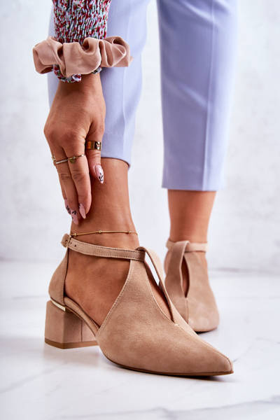 Escarpins En Daim Sur Talon Laura Messi 2309 Beige Clair