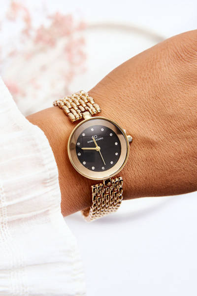 Giorgio & Dario Women's Watch With Cubic Zirconia On the Black Shield Gold