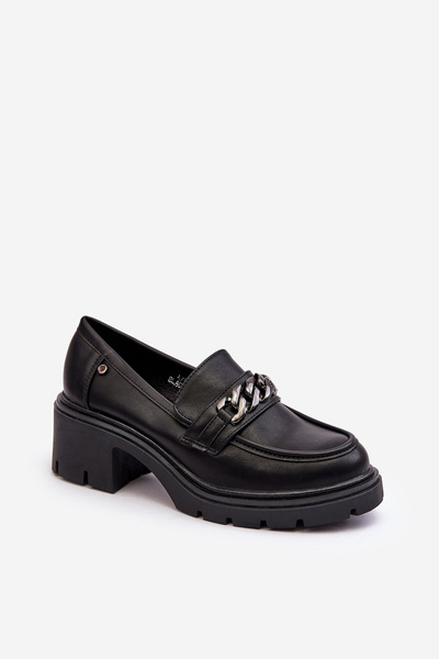 Chaussures à talons bas en cuir pour femmes noires Blimma