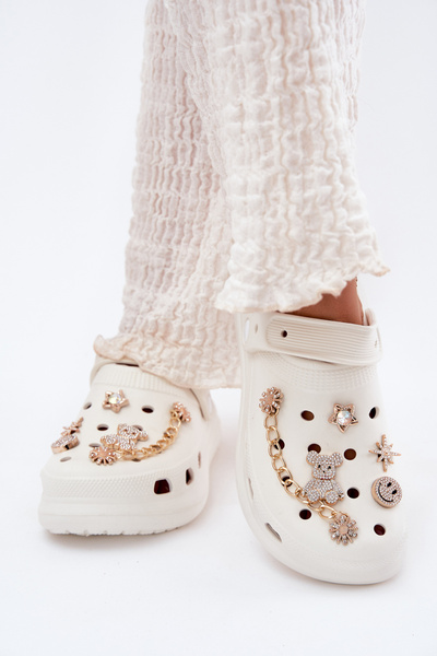 Sandale Din Spumă Pentru Femei Cu Clipsuri Albe Linaviela