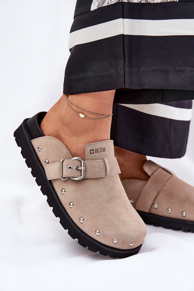 Mules En Velours Femme Sur Plateforme Big Star RR274A376 Beige