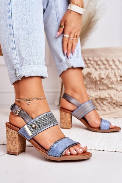 Korkpfostensandalen Blau Emma