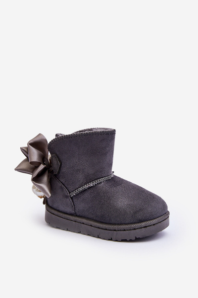 Bottes de neige isolées pour enfants avec nœud Gris Snowis