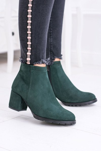 Cizme de stiletto din piele verde pentru femei Nicole