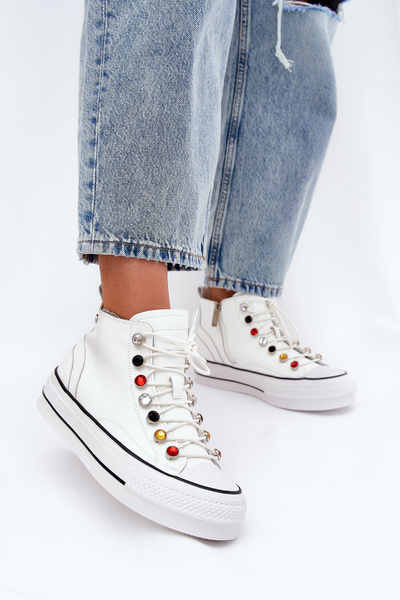 Leder Hohe Sneaker Damen GOE RR2N4102 Weiß