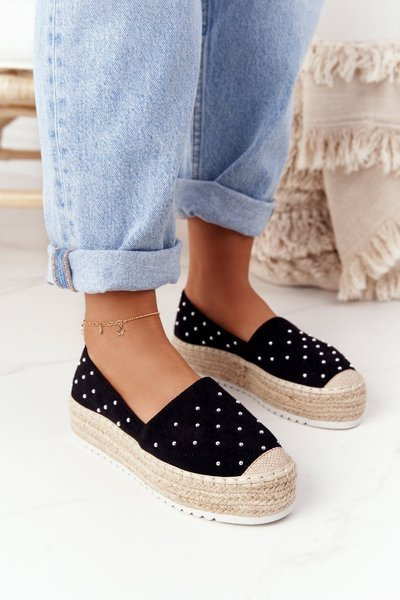Espadrilės ant šiaudų platformos S.Barski Juoda