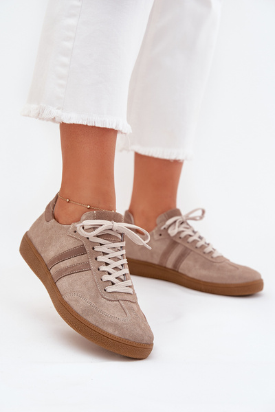 Adidași Din Suede Cu Toc Mic Femei Bej Închis Zazoo N1068