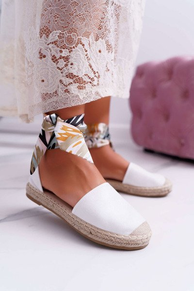 Panglică espadrilles pentru femei legate albă