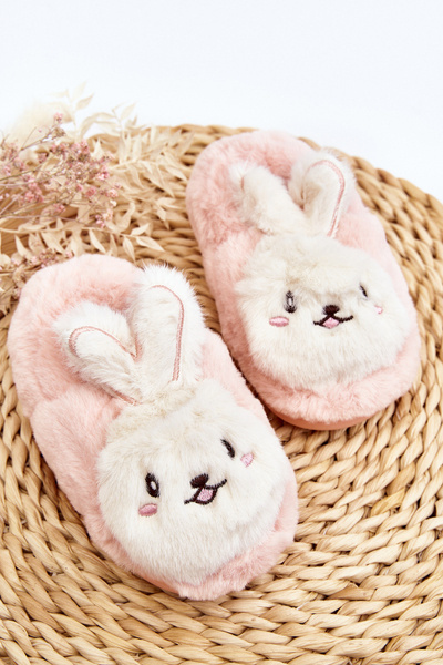 Chaussons enfant fourrure lapin rose clair Apolanie