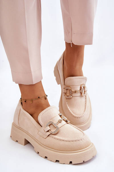 Damen Wildleder Plateauschuhe Beige Deira