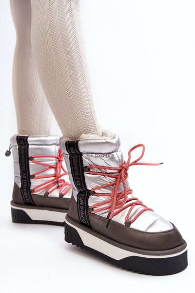 Bottes de neige pour femmes à semelle épaisse Vegan D.Franklin DFSH371006 Argent