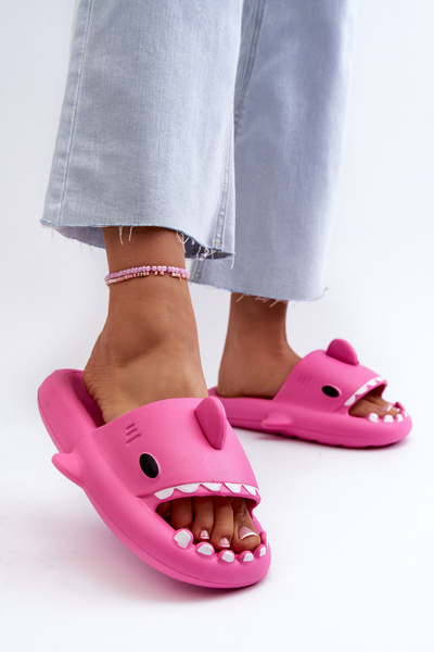 Papuci usori din spumă model rechin Fuchsia Kasila