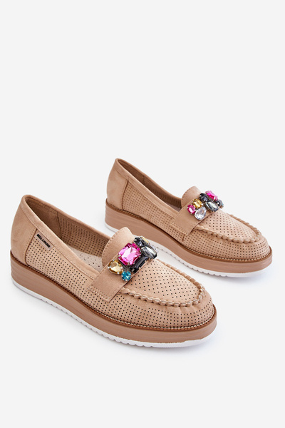 Verzierte Plateau-Slipper für Damen Beige Adelyn