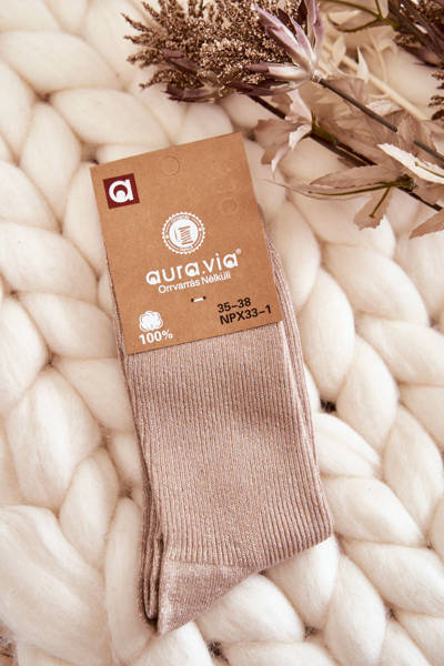 Chaussettes Femme Avec Fil Brillant Beige