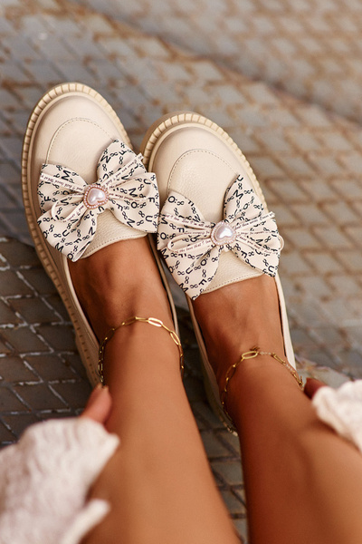 Damen Leder Mokassins mit Schleife Laura Messi 2787 Beige