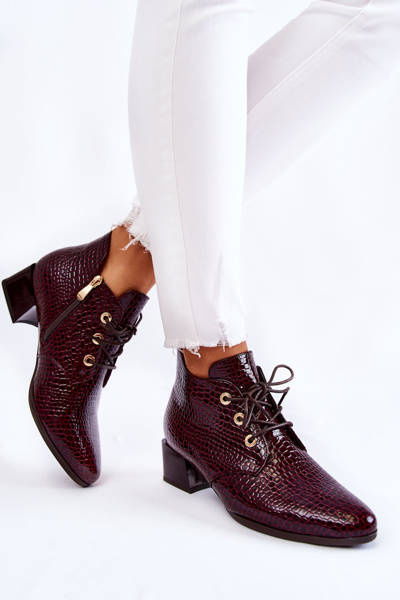 Bottines Femme à Motif Crocodile Bordeaux Farrah