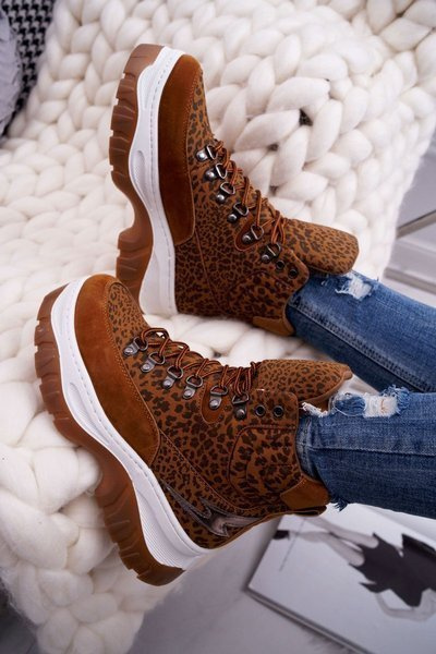 Moteriški trekingo trappers avalynė Leopard Greem