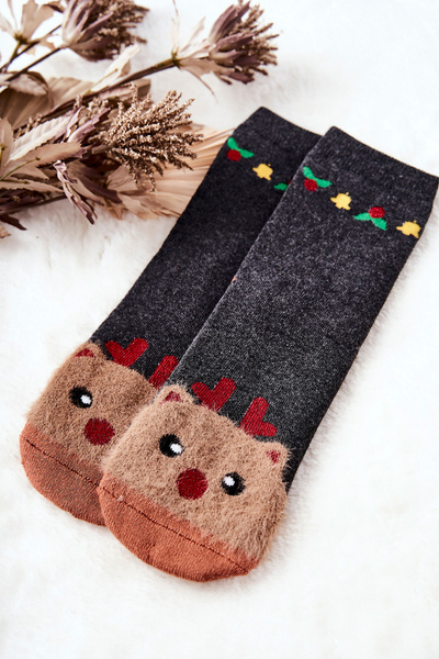 Weihnachten Baumwolle Teddybär Socken Grau
