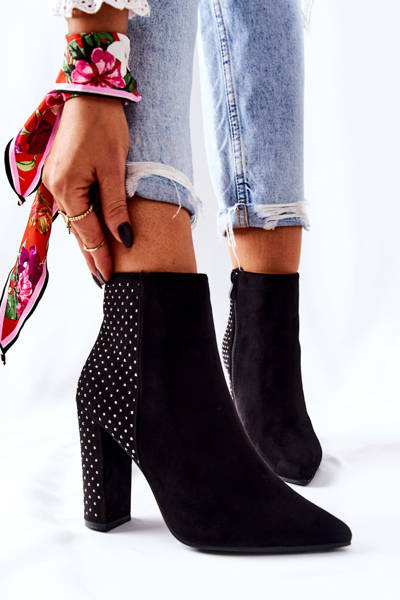 Suede Sequin Boots Black Sorienta