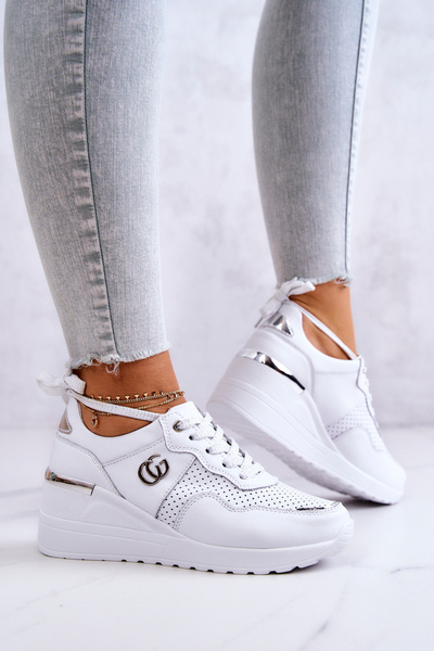 Damen Leder Sportschuhe Turnschuhe Weiß Loissa