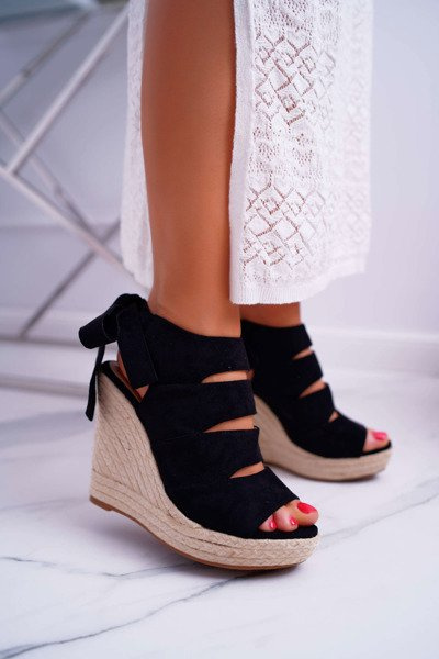 Geflochtene Damen-Schnürsandalen Schwarz Cantare