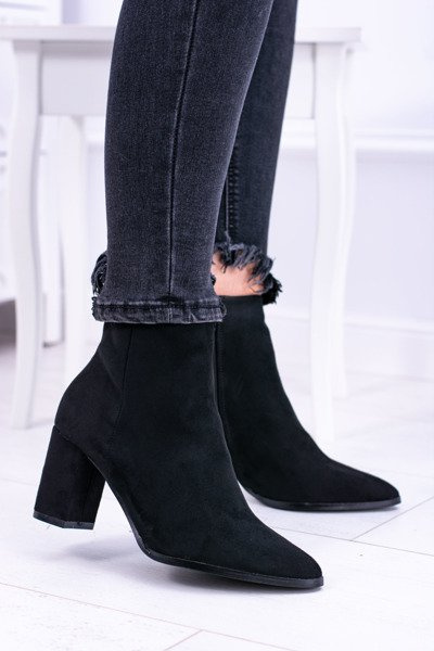 Women's Black Pointed Stiletto Booties Amaltea
