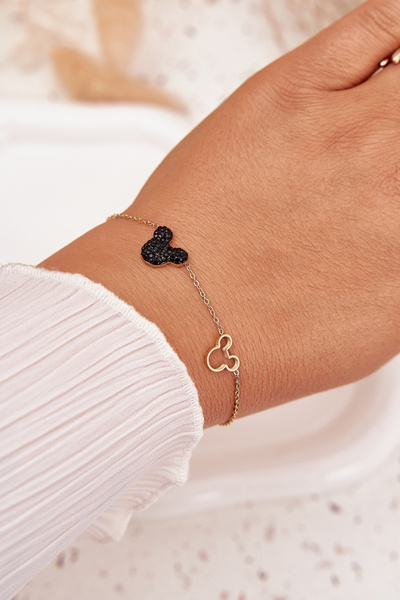 Bracelet en acier inoxydable Mickey Mouse or