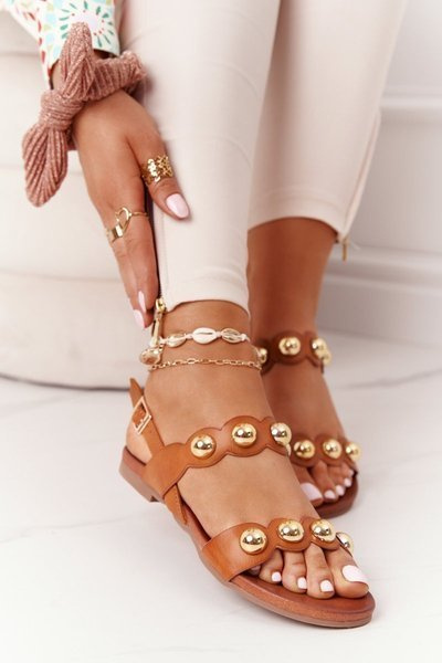 Sandales En Cuir Avec Clous S.Barski 541-52 Marron