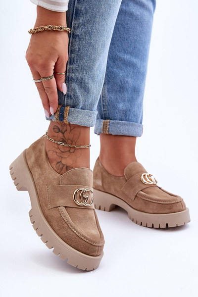 Demi-chaussures en daim pour femmes avec ornement beige Rosefalls