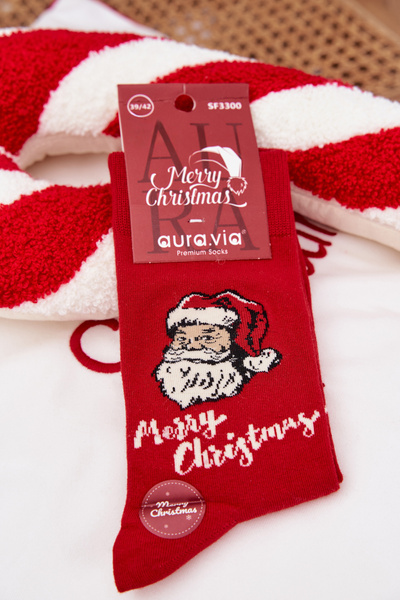 Șosete de Crăciun pentru Bărbați Cu Moș Crăciun Merry Christmas Roșu