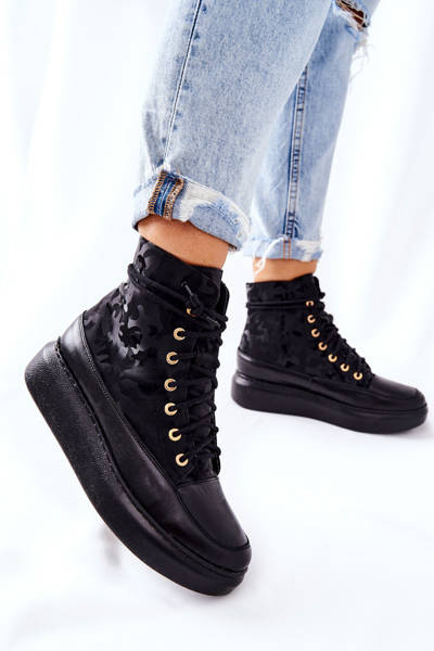 Chaussures de Sport en Cuir Lewski 3034 Noir Moro