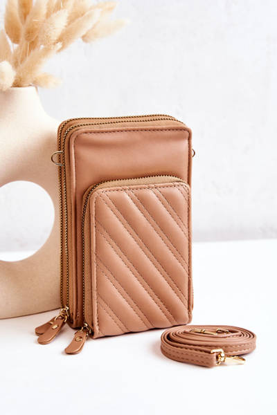 Sac à main portefeuille 2en1 sur fermeture éclair Beige Themis