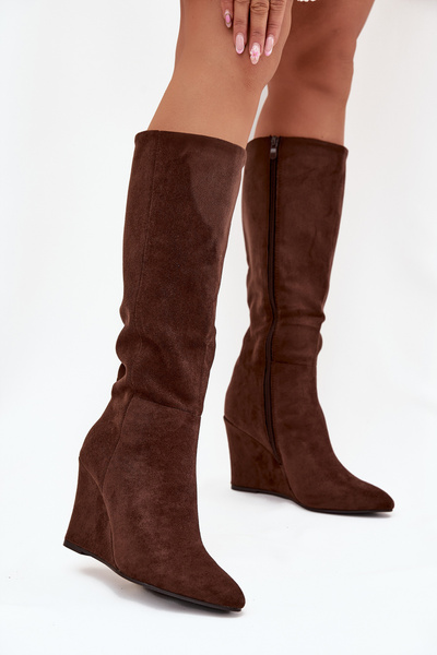 Bottes d'hiver pour femmes à talon compensé chocolat Rosina