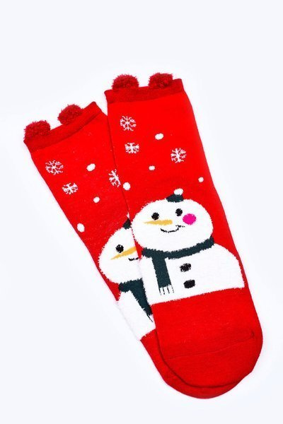 Damen-Weihnachts-Schneemann-Socken COSAS Rot