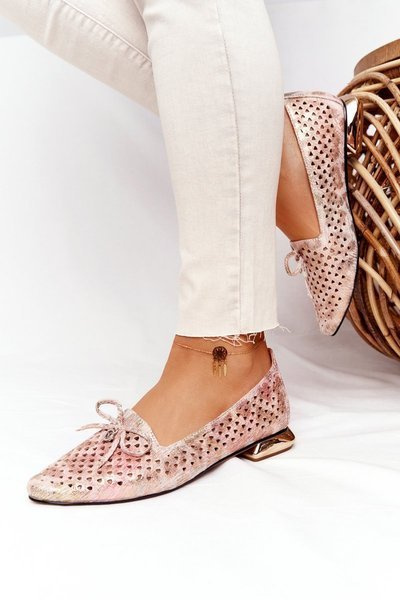 Openwork Loafers On Gold Heels Vinceza 21-10602 Multicolour