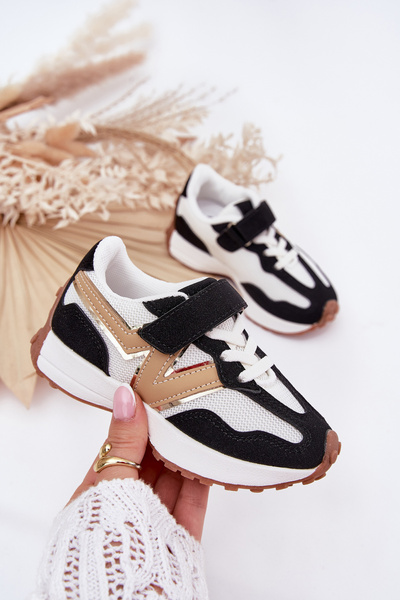 Kinder Sneakers Mit Klettverschluss Schwarz-Weiß Tezzu
