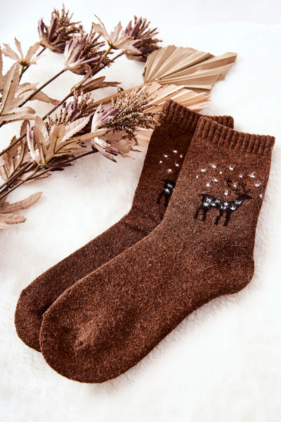 Chaussettes chaudes avec renne Cosas marron