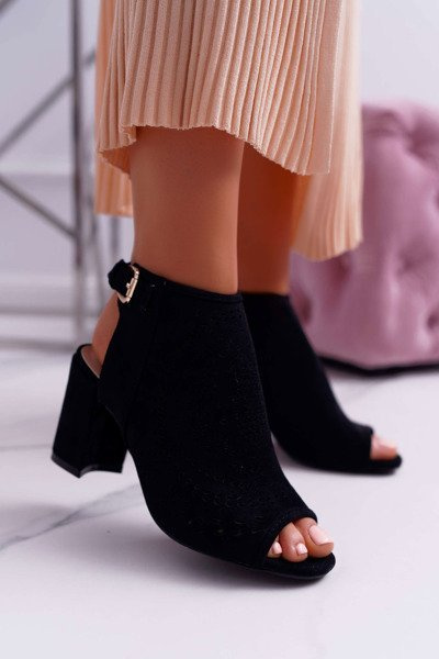 Damen Peep Toe Sandalen Schwarz Florina