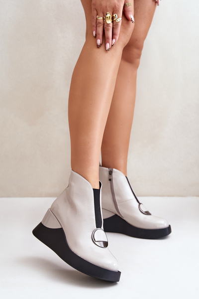 Bottines Compensées Laquées Isolées D&A MR880-136 Gris Clair