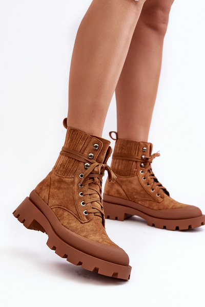 Bottines Trapper À Lacets Femme Camel Gordts