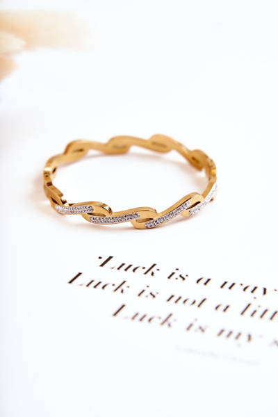 Modisches Verschlussarmband mit goldenen Zirkonia