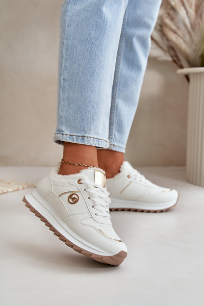 Warm Lined Sports Shoes On Platform White Lerisas