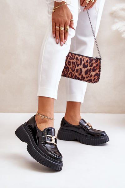 Zazoo 20176 Mocassins En Cuir Verni Femme Cuir Naturel Vert Foncé
