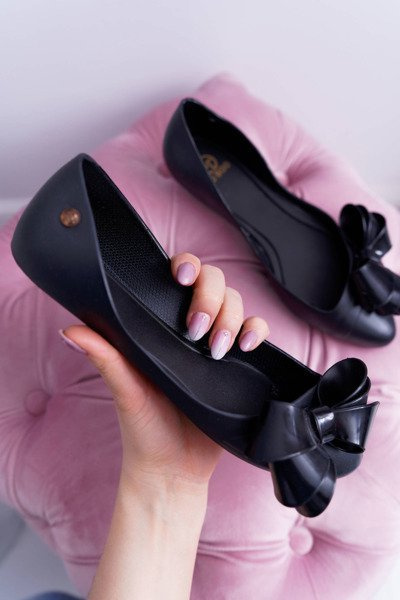 Ballerines en caoutchouc noir Lu Boo Big Bow