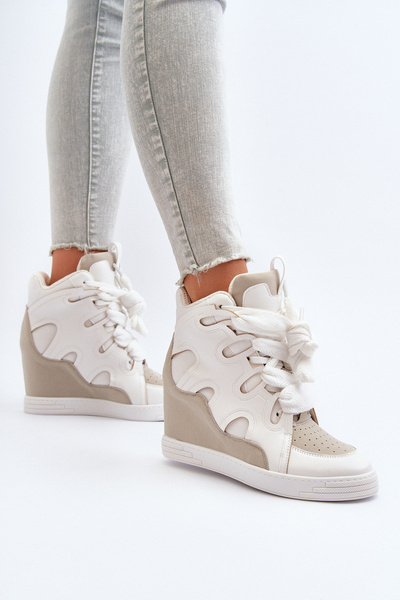 Women's Sneakers on Wedge White Leoppa