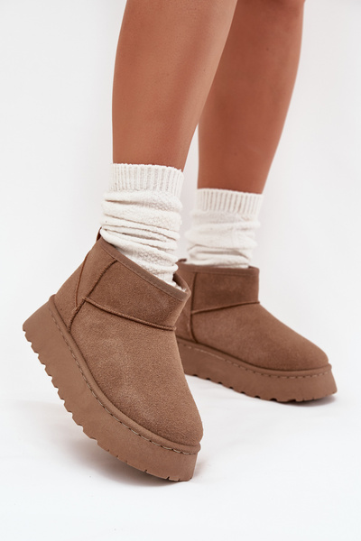 Damen Schneestiefel Auf Plattform Mit Futter Khaki Vesirae